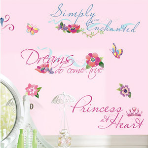 Disney Princess Quotes Wall Decals with Glitter