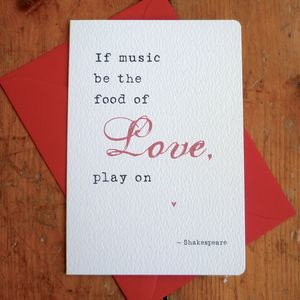 Food Of Love' Literary Quote Card