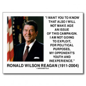 Reagan Not Make Age An Issue Campaign Youth Quote Postcard