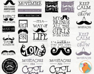 Mustache Word Art, Hipster ClipArt, Moustache Quote, Movember ...