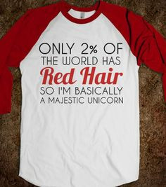 RED HAIR MAJESTIC UNICORN B STYLE - glamfoxx.com - Skreened T-shirts ...