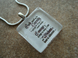 Inspirational Quote God Glass Square Pendant - Snake Chain included
