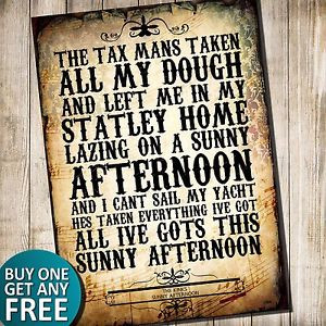 ... -Sunny-Afternoon-Pop-Music-Typography-Lyrics-Quote-Art-Poster-Print