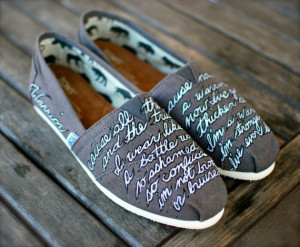 Demi Lovato Warrior Quote Toms shoes by BStreetShoes on Etsy, $149.00