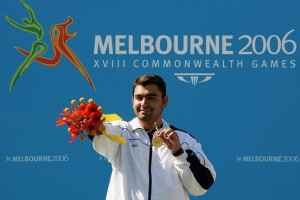 Gagan Narang celebrated after receiving a gold medal at the 2006 ...