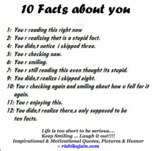 Funny Quotes of the Day ~ 10 facts about you