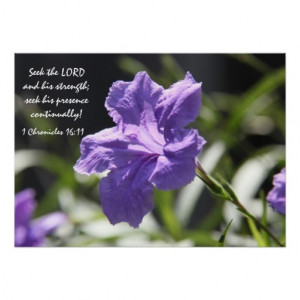 Pretty purple bloom w/ bible verse about faith posters