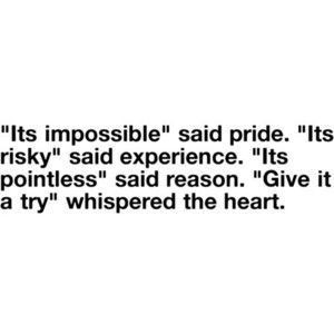 ... .its pointless said reason. give it a try whispered the heart