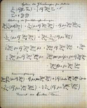 Page from Einstein's Zurich notebook, showing summary of the ...