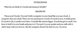 Quote from Ray Bradbury about books.
