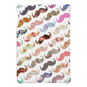Funny Girly Colorful Patterns Mustaches iPad Mini Cover $39.95