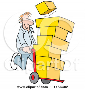 Man With Moving Boxes His House Happy Mover Carrying
