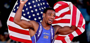 Jordan Ernest Burroughs of the United States celebrates his gold medal ...