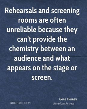Rehearsals and screening rooms are often unreliable because they can ...
