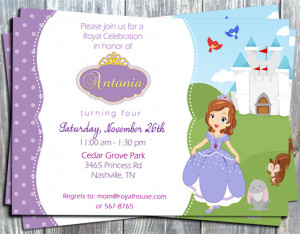 Princess Sofia The First Birthday Invitations