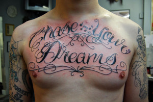 is emblazoned with chase your dreams in large dramatic lettering with ...
