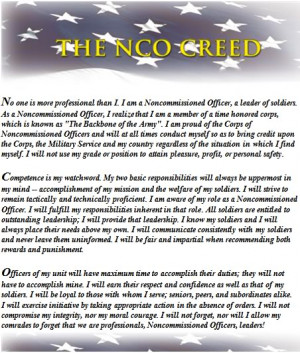 Printable Nco Creed Certificate