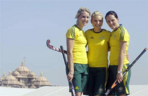 Australia's women's field hockey players (L-R) Casey Eastham, Kate ...