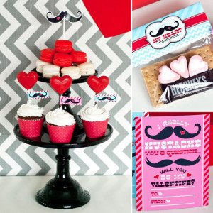 Valentine's Day Party With Mustaches and Hearts