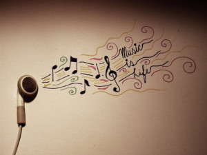 earphone, ipod, life, music, music notes