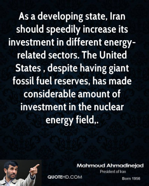 ... fossil fuel reserves, has made considerable amount of investment in