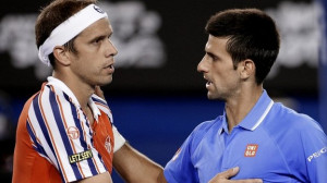 Novak Djokovic (right) and Gilles Muller