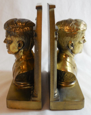 ... Kennedy Brass Bookends Bust JFK President with Famous Quote 