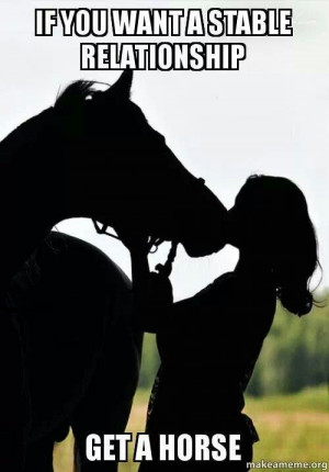 If you want a stable relationship, get a horse.