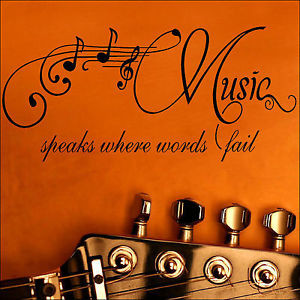 Details about LARGE WALL QUOTE MUSIC SPEAKS WORDS FAIL 87X40CM STICKER ...