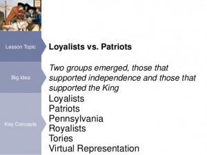 Loyalists Vs. Patriots