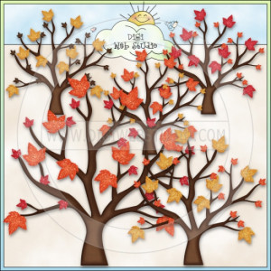 Elegant Autumn Trees 1 - NE Clip Art