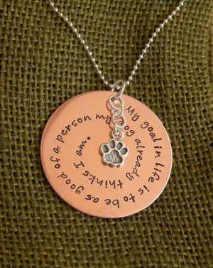 Paw Print Copper Inspirational Quote Necklace