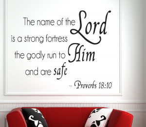 Proverbs 18:10 The name of... Bible Verse Wall Decal Quotes