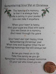 PET DOG / CAT *CHRISTMAS* Remembrance card with poignant verse and ...