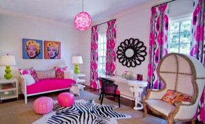 Un diseño de dormitorio juvenil estilo pop art, con mucho color, con ...