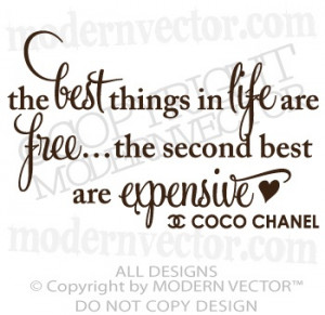 Coco Chanel Quote Vinyl Wall Decal Lettering BEST THING IN LIFE ARE ...