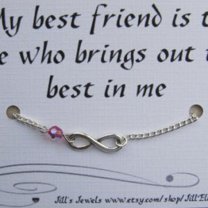 Best Friend Infinity Charm Bracelet a Crystal and Friendship Quote ...