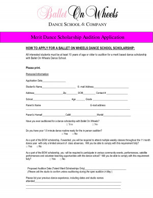 Dance Audition Form Template