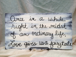 Shabby Chic Black and Ivory Fairy Tale Wedding Sign. $20.00, via Etsy.