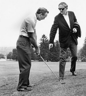 dan jenkins right working with arnold palmer for an article dan