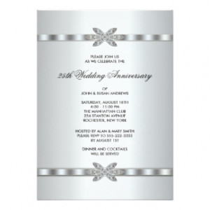Silver Diamonds 25th Anniversary Party 5x7 Paper Invitation Card