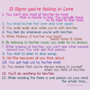 quotediaryofficial:13 Signs you’re falling in Love