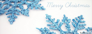 Merry Christmas with Blue Snow Flake Fb Profile Cover
