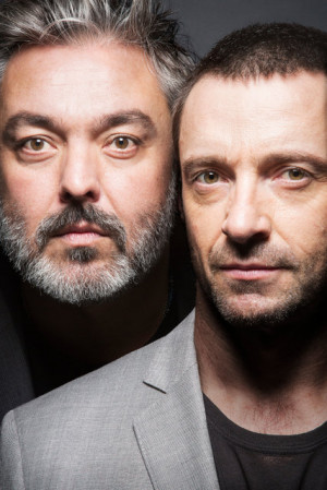 Hugh Jackman, right, and Jez Butterworth, author of “The River ...