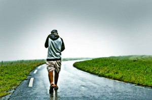walking on lonely road