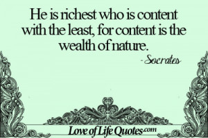 Socrates on content being the wealth of nature