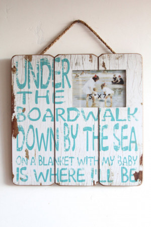 Sign, Beach Sign Decor, Blue and White, Wooden Beach Sign with Quote ...