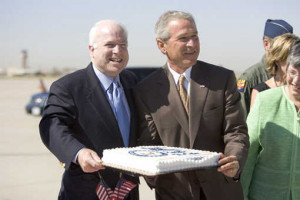 McCain and President Bush on August 29, 2005, as Hurricane Katrina ...