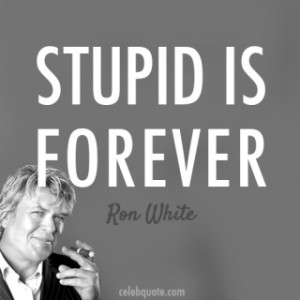 Ron White quote ...stupid is forever