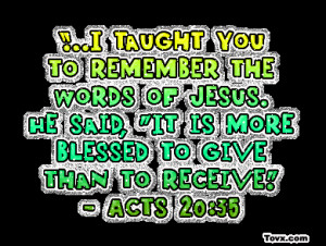 than to recieve - acts 20:35 myspace comment graphic